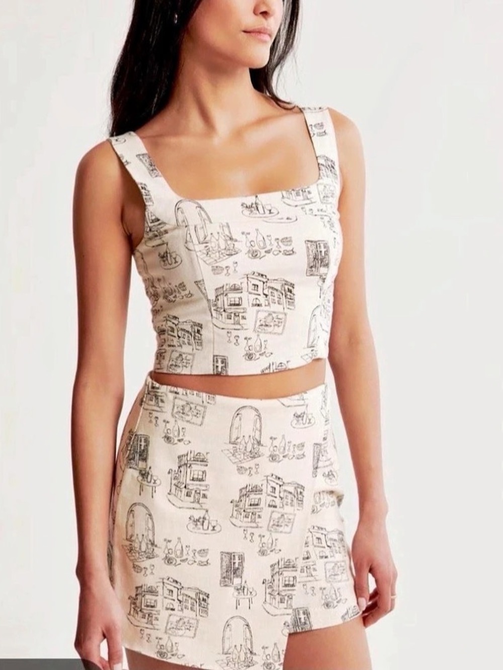 Abercrombie & Fitch Scarlett Linen-Blend Wrap Mini Skort size small